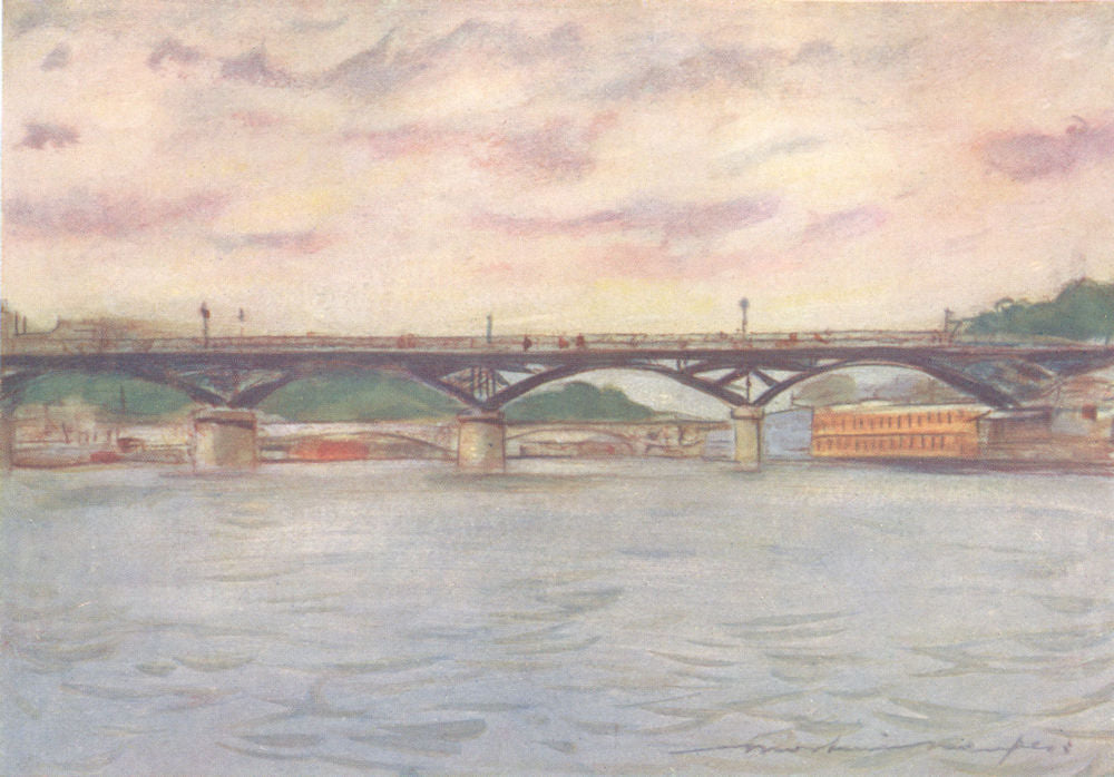 PARIS. Early Morning on the Seine 1909 old antique vintage print picture